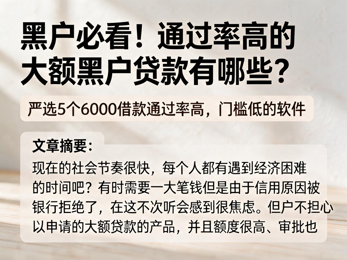 黑户必看！通过率高的大额黑户贷款有哪些？严选5个6000借款通过率高、门槛低的软件