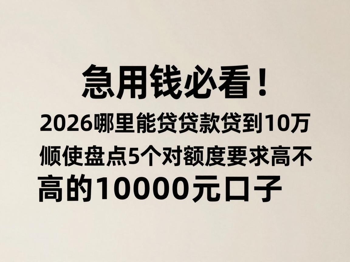 急用钱必看！2026哪里能贷款贷到10万高效到账不敢信，顺便盘点5个对额度要求不高的借10000元口子