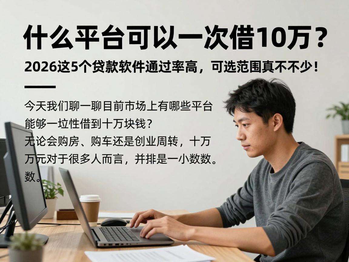 什么平台可以一次借10万？2026这5个贷款软件通过率高，可选范围真不少！