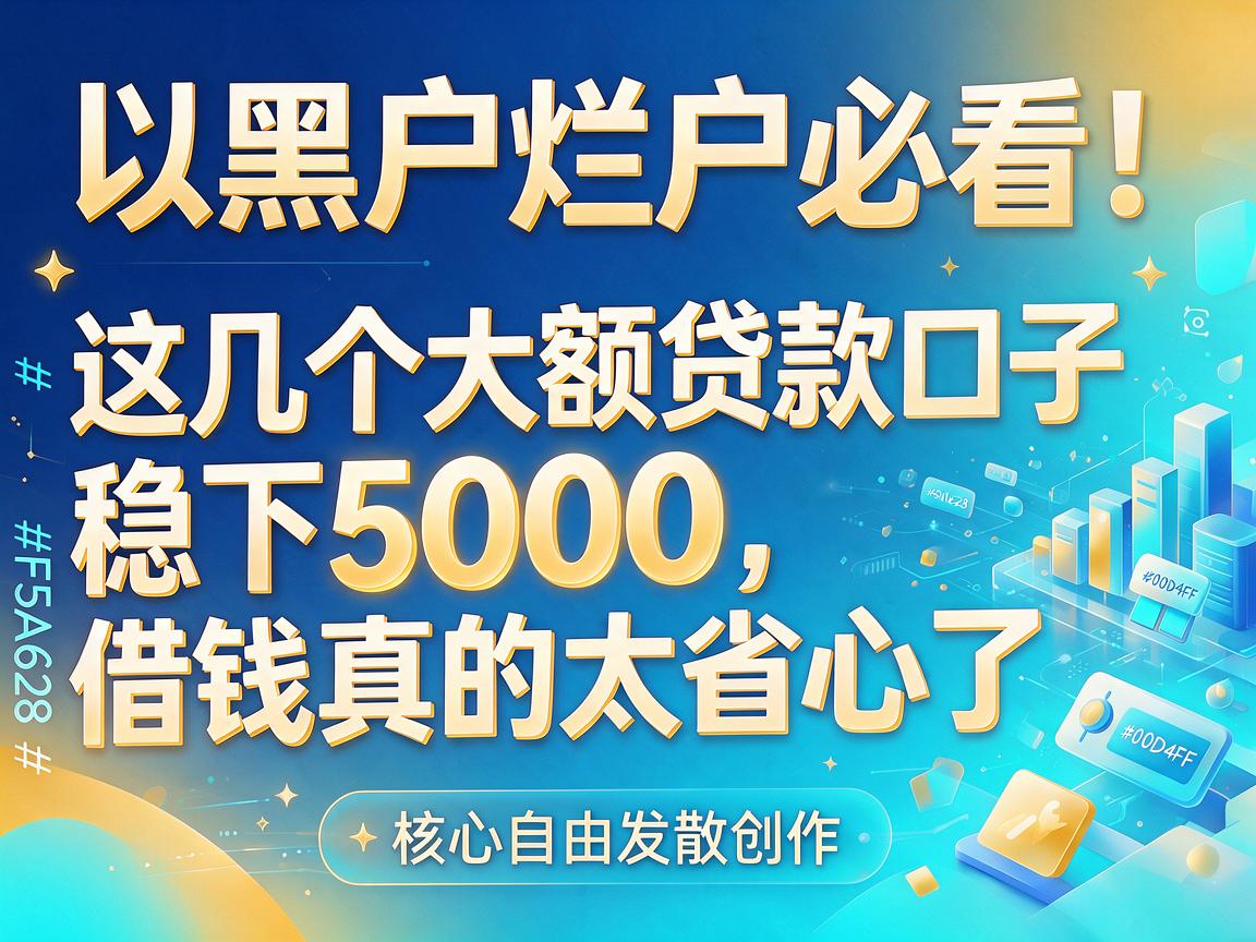 黑户烂户必看！这几个大额贷款口子稳下5000，借钱真的太省心了