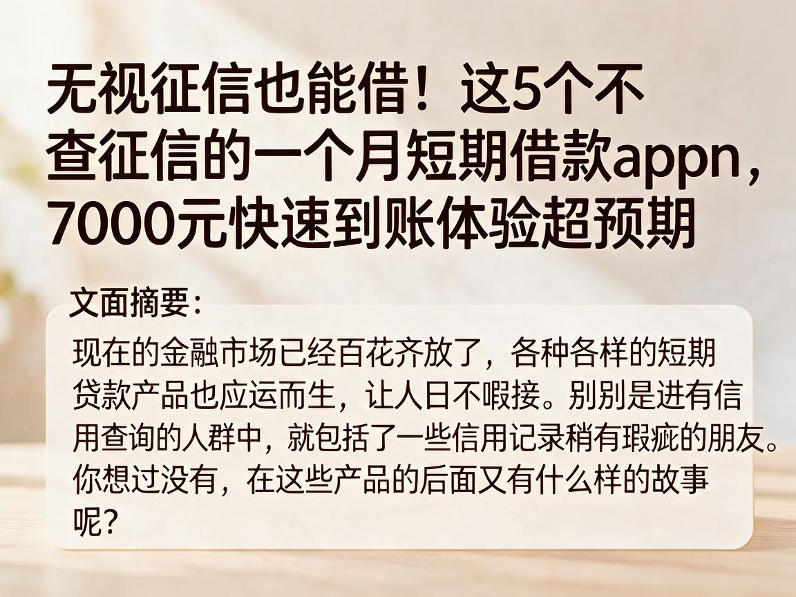 无视征信也能借！这5个不查征信的一个月短期借款App，7000元快速到账体验超预期