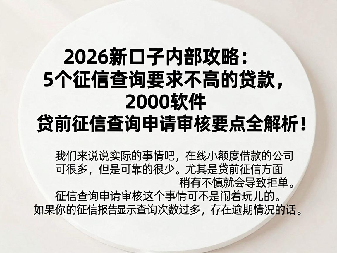 2026新口子内部攻略：5个征信查询要求不高的贷款2000软件，贷前征信查询申请审核要点全解析！