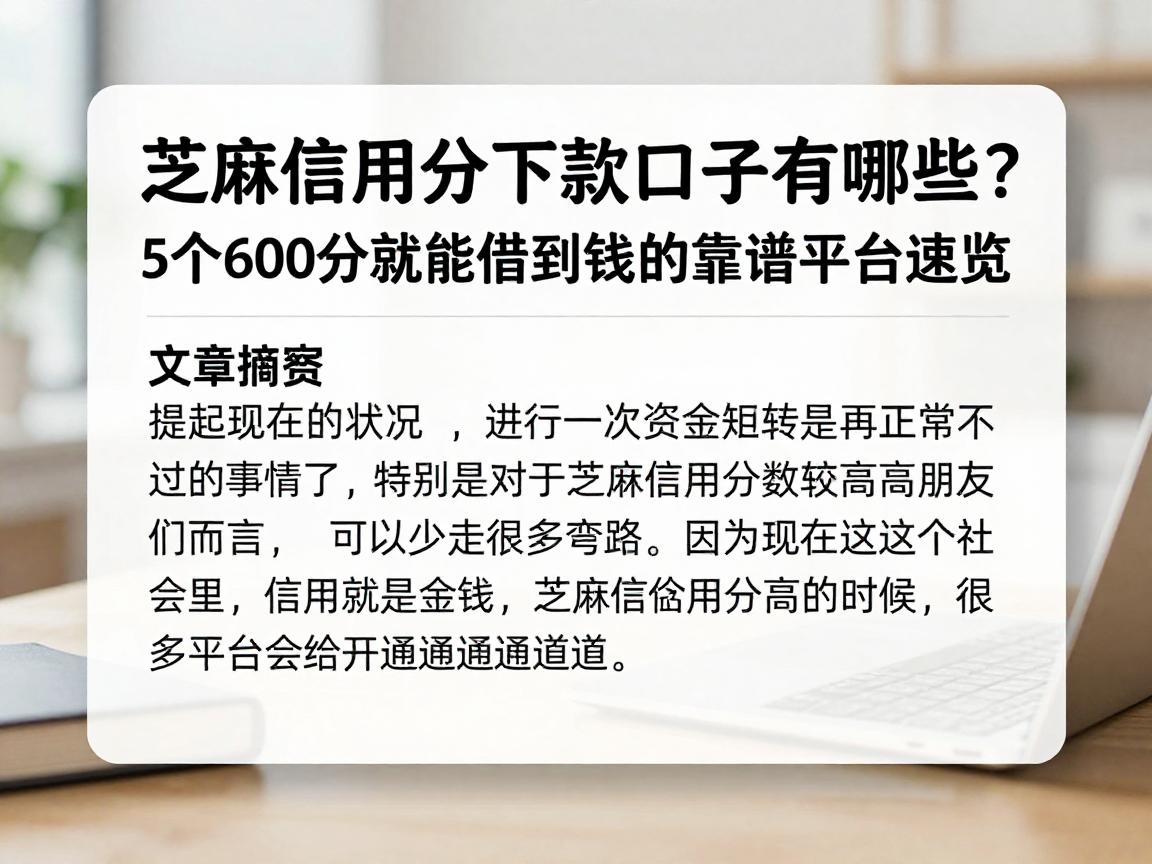 芝麻信用分下款口子有哪些？5个600分就能借到钱的靠谱平台速览