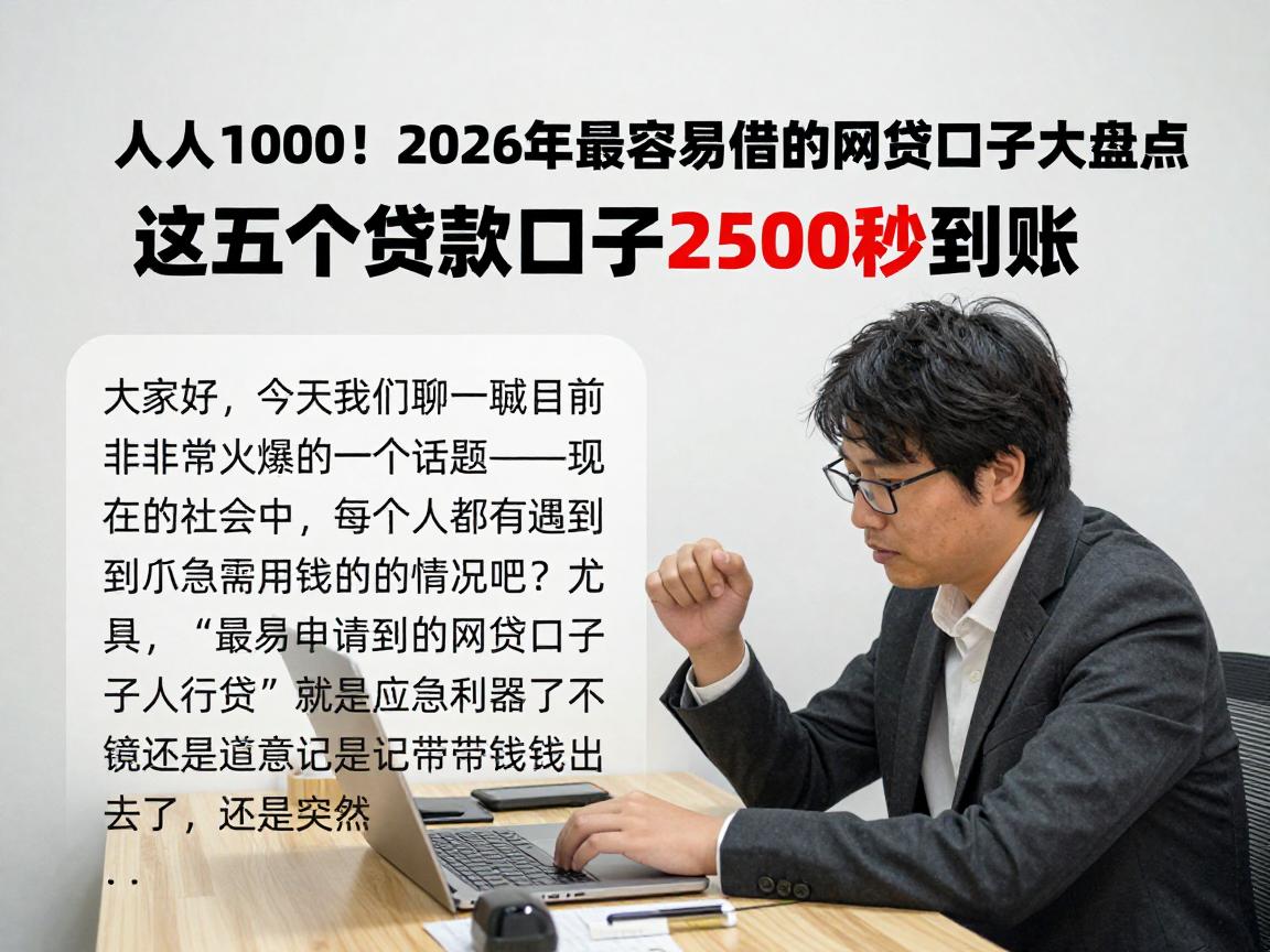 人人1000！2026年最容易借的网贷口子大盘点，这五个贷款口子2500秒到账