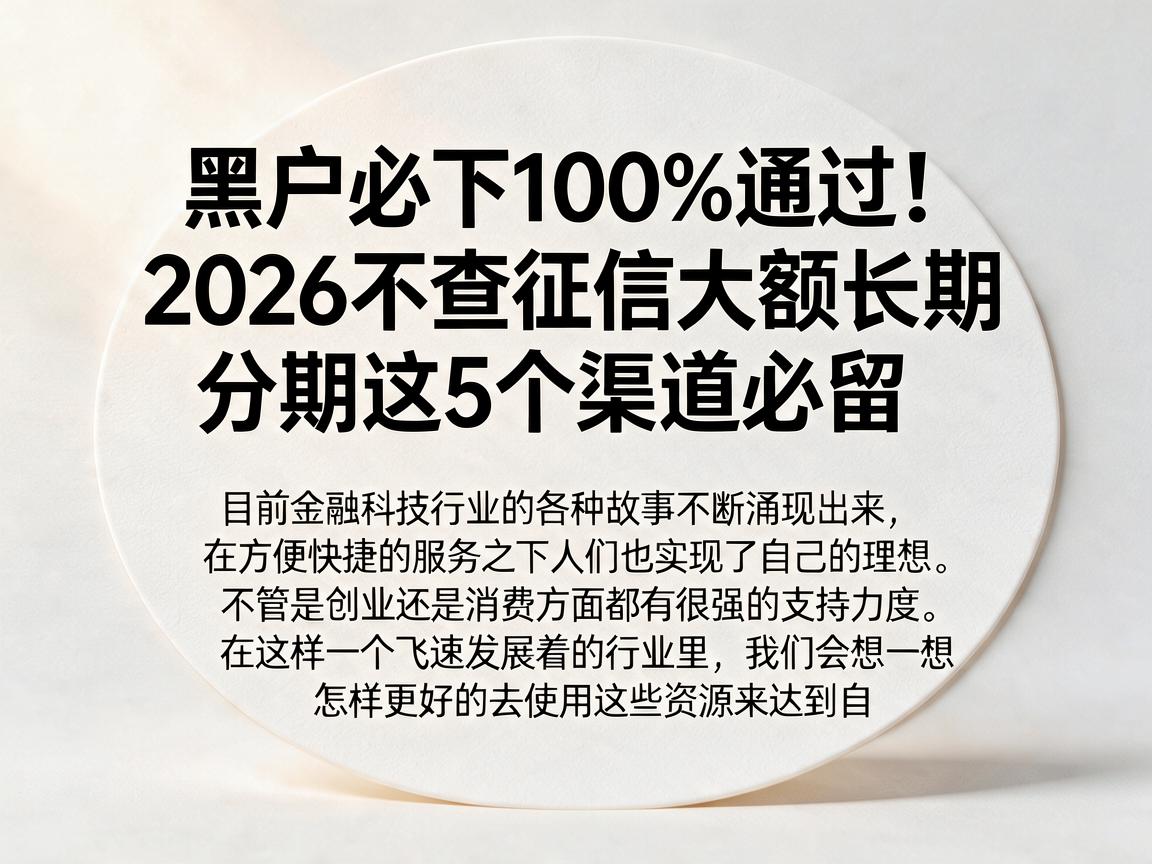 黑户必下100%通过！2026不查征信大额长期分期这5个渠道必留
