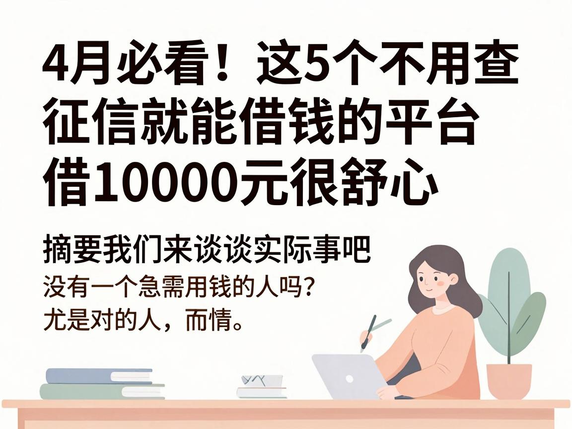 4月必看！这5个不用查征信就能借钱的平台，借10000元很舒心