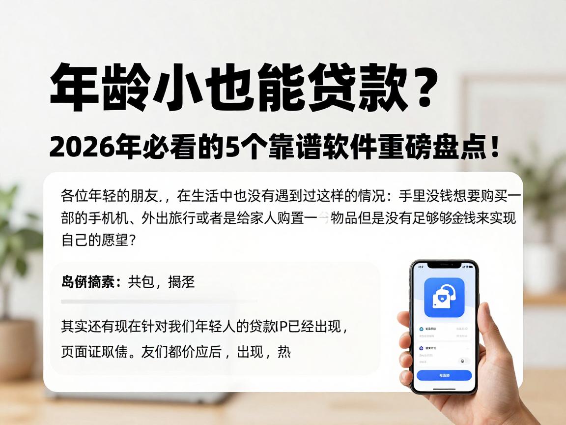 年龄小也能贷款?2026年必看的5个靠谱软件重磅盘点!