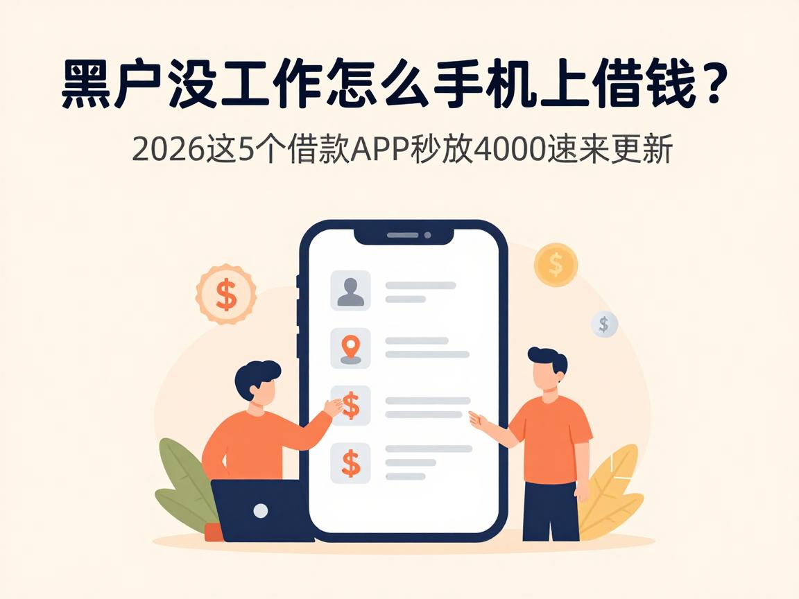 黑户没工作怎么手机上借钱？2026这5个借款APP秒放4000速来更新