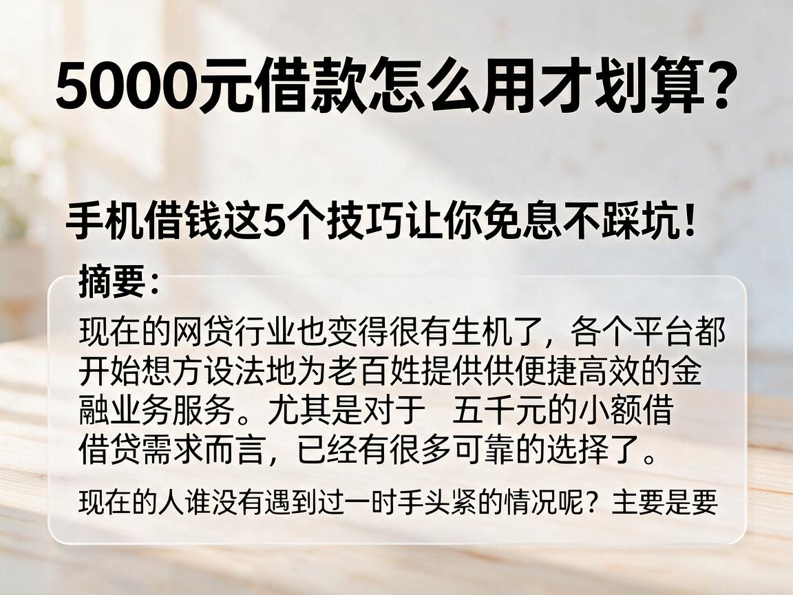 5000元借款怎么用才划算？手机借钱这5个技巧让你免息不踩坑！
