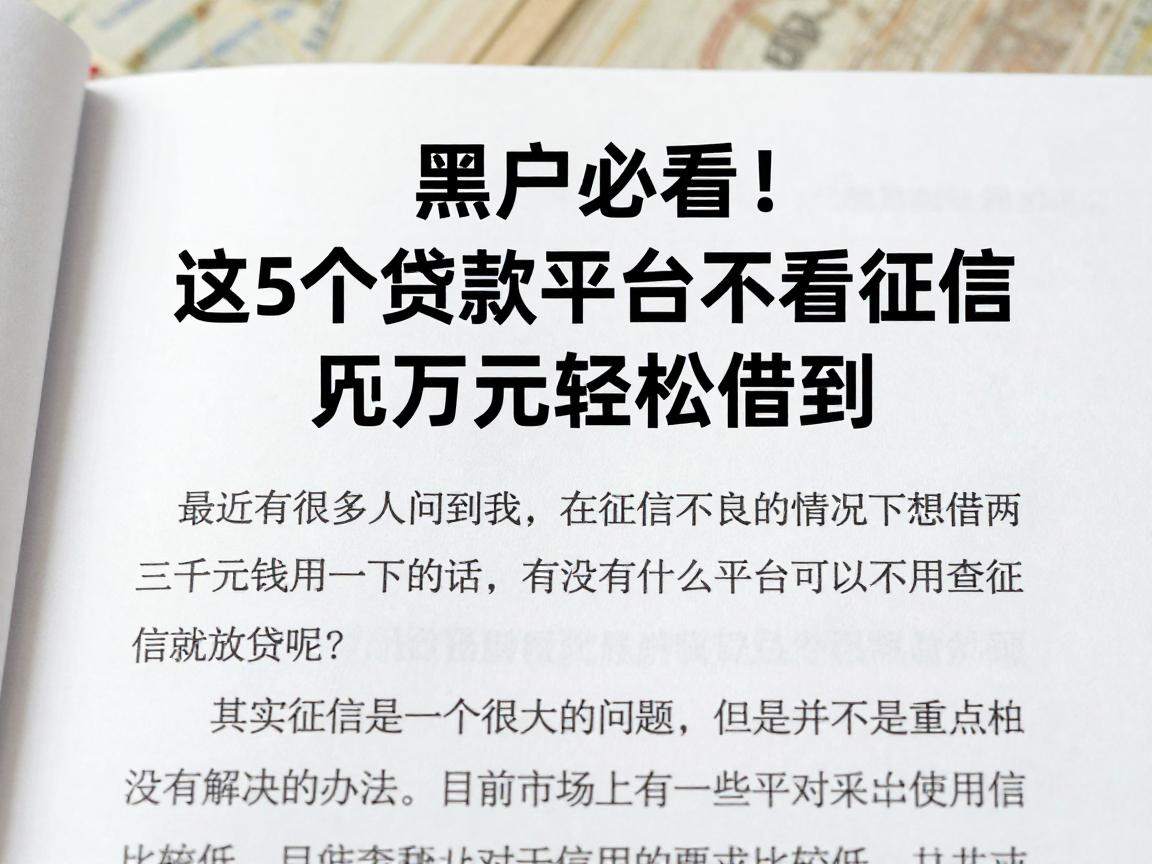 黑户必看！这5个贷款平台不看征信，两三万元轻松借到