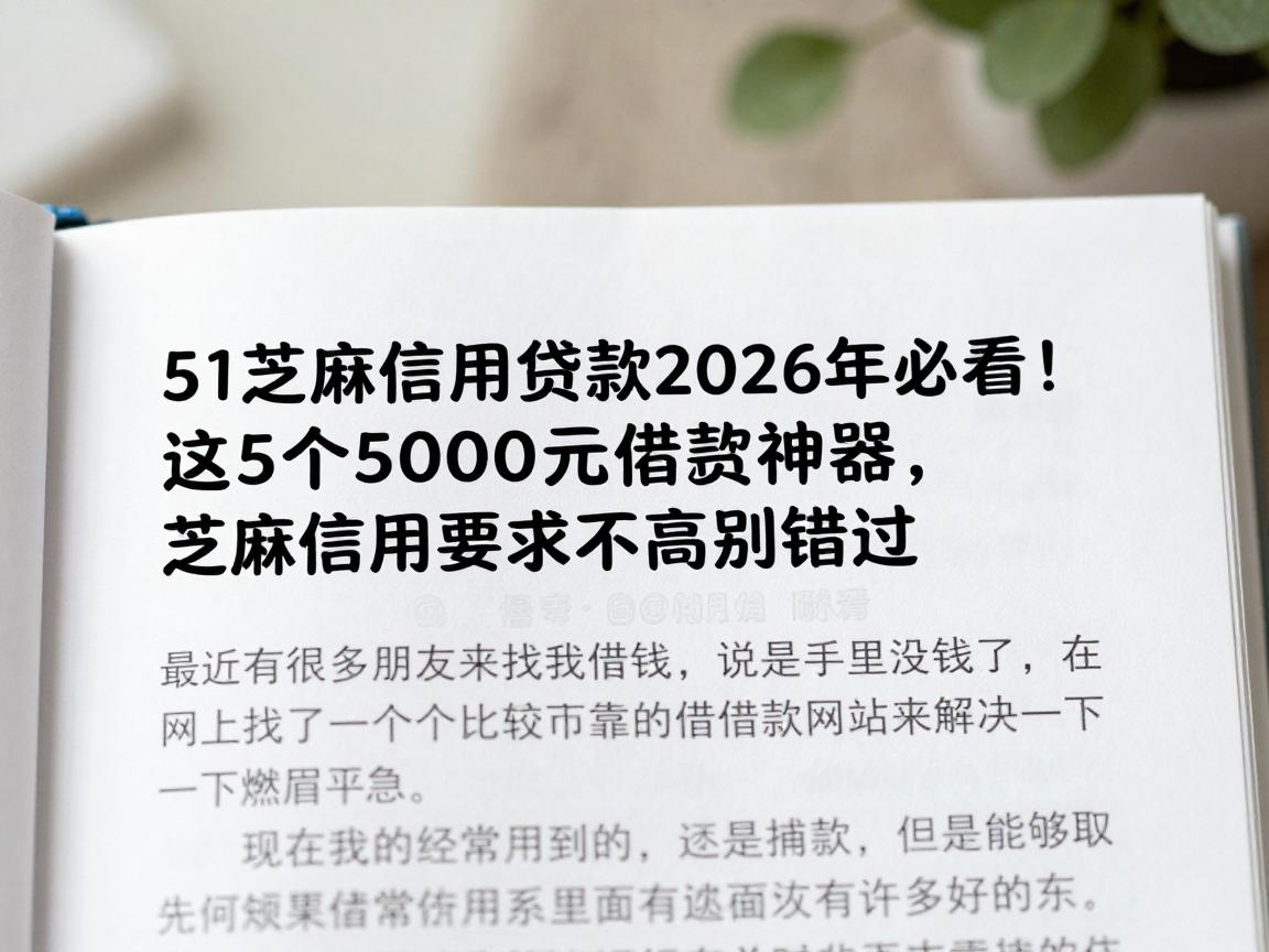 51芝麻信用贷款2026年必看！这5个5000元借款神器，芝麻信用要求不高别错过