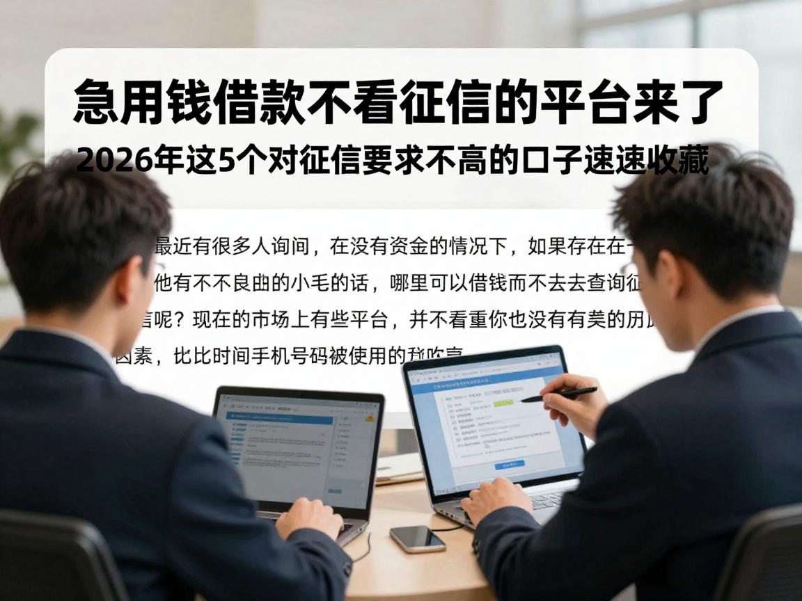 急用钱借款不看征信的平台来了！2026年这5个对征信要求不高的口子速速收藏
