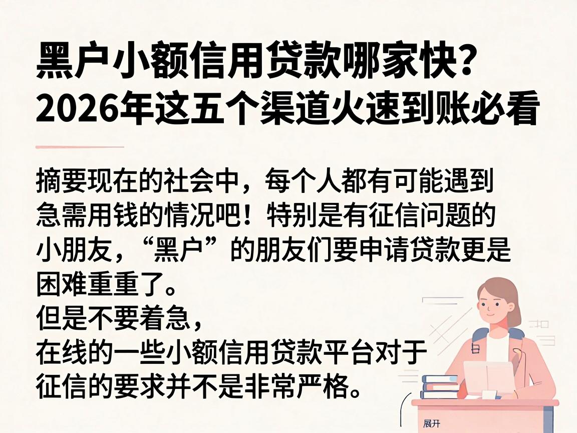 黑户小额信用贷款哪家快？2026年这五个渠道火速到账必看