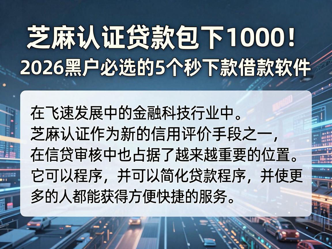 芝麻认证贷款包下1000！2026黑户必选的5个秒下款借款软件