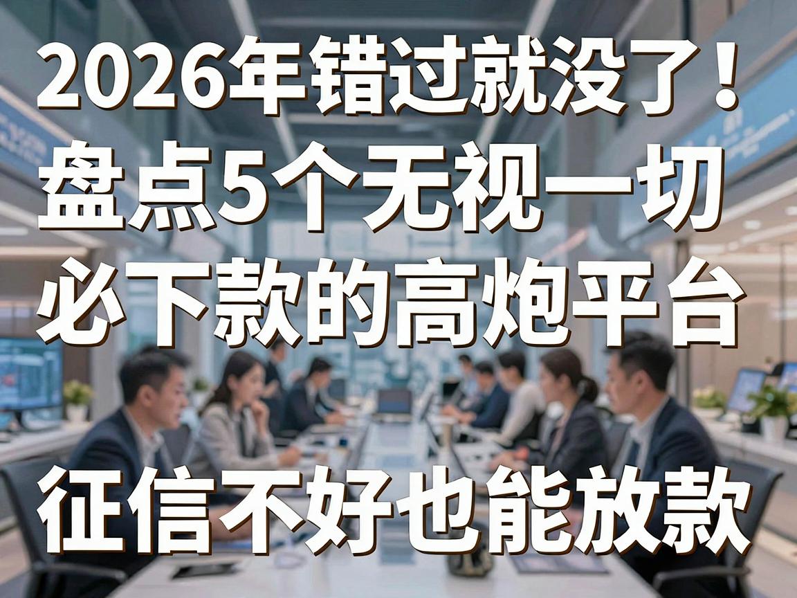 2026年错过就没了！盘点5个无视一切必下款的高炮平台，征信不好也能放款