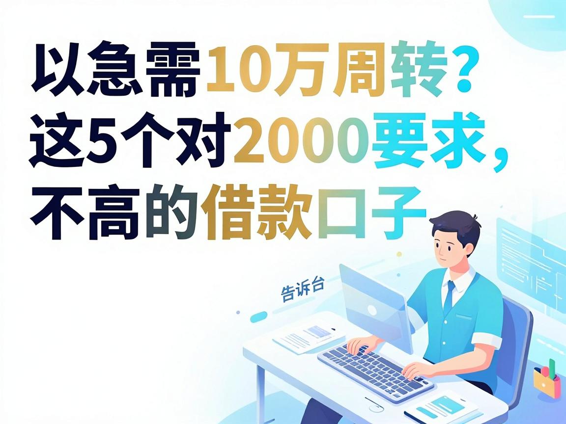 急需10万周转？这5个对2000要求不高的借款口子，告诉你什么平台可以贷款10万