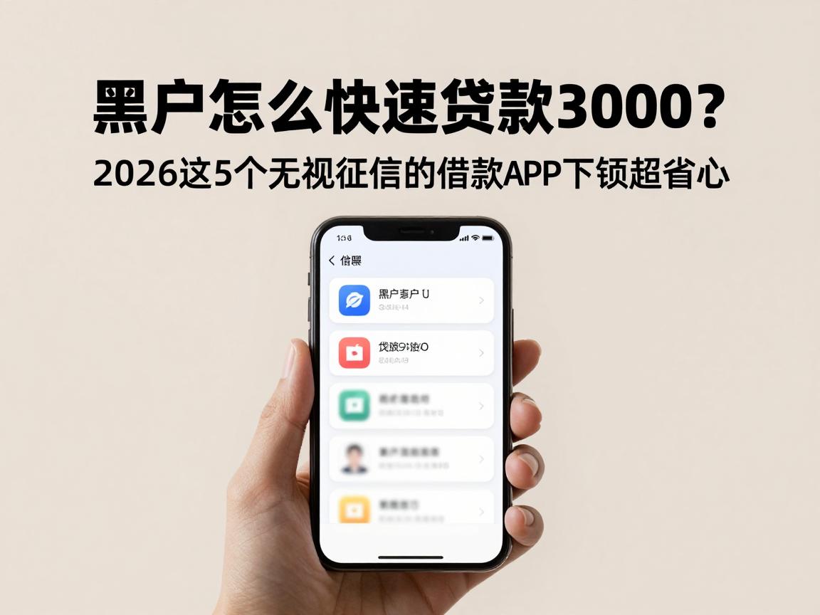 黑户怎么快速贷款3000？2026这5个无视征信的借款APP下款超省心