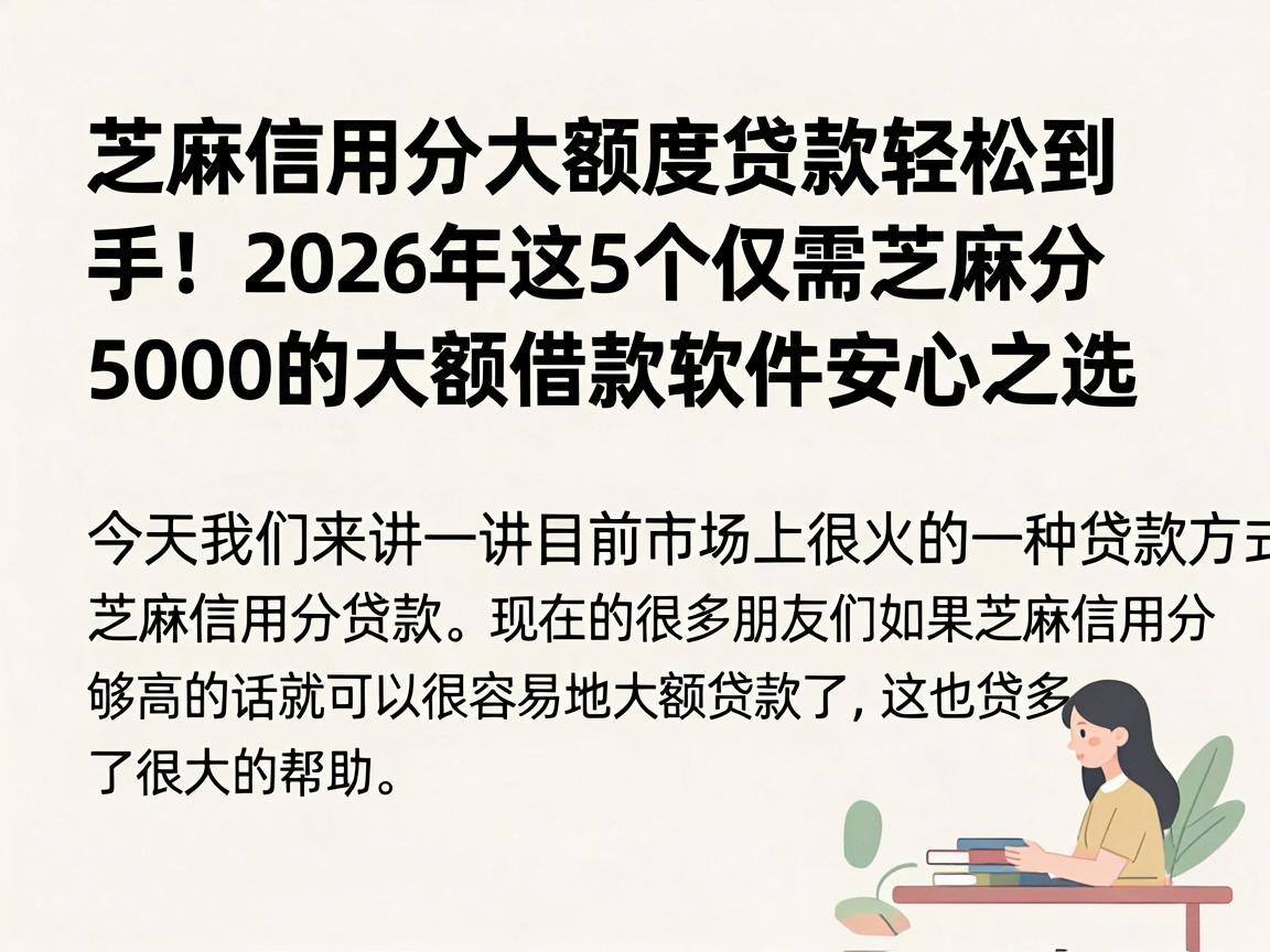 芝麻信用分大额度贷款轻松到手！2026年这5个仅需芝麻分5000的大额借款软件安心之选