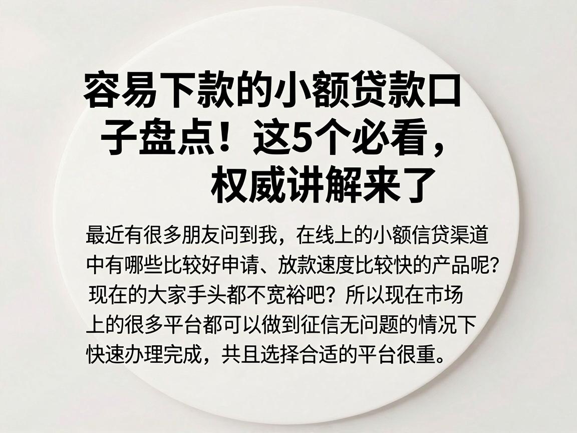 容易下款的小额贷款口子盘点！这5个必看，权威讲解来了