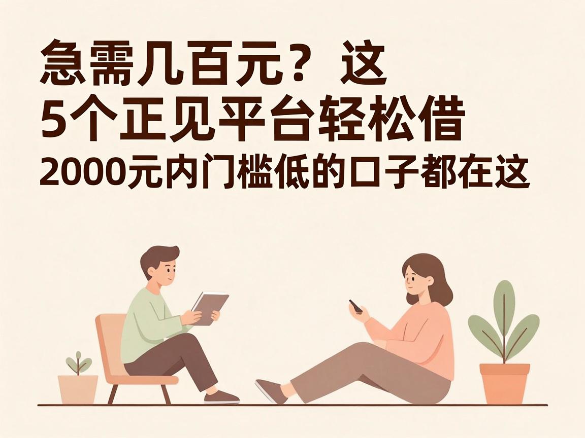 急需几百元？这5个正规平台轻松借，2000元内门槛低的口子都在这