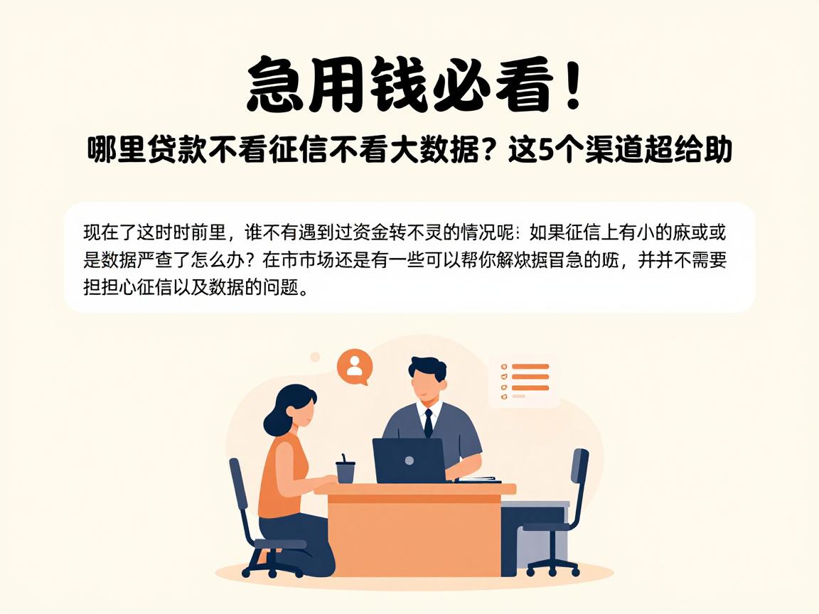 急用钱必看！哪里贷款不看征信不看大数据？这5个渠道超给力