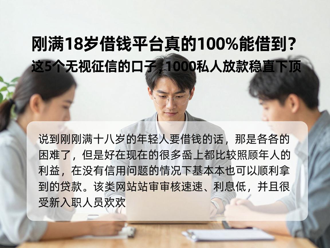 刚满18岁借钱平台真的100%能借到？这5个无视征信的口子，1000私人放款稳妥下款