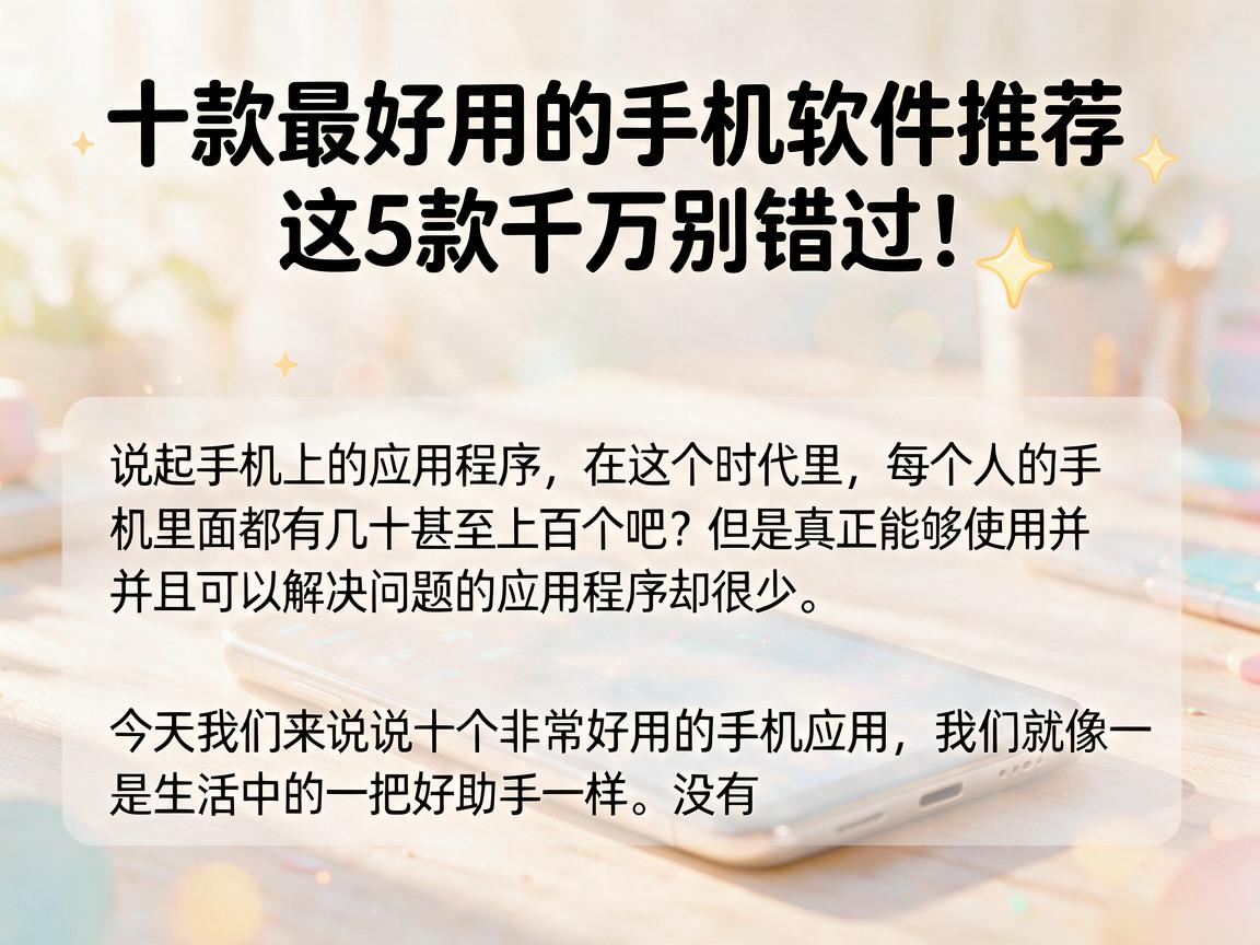 十款最好用的手机软件推荐，这5款千万别错过！