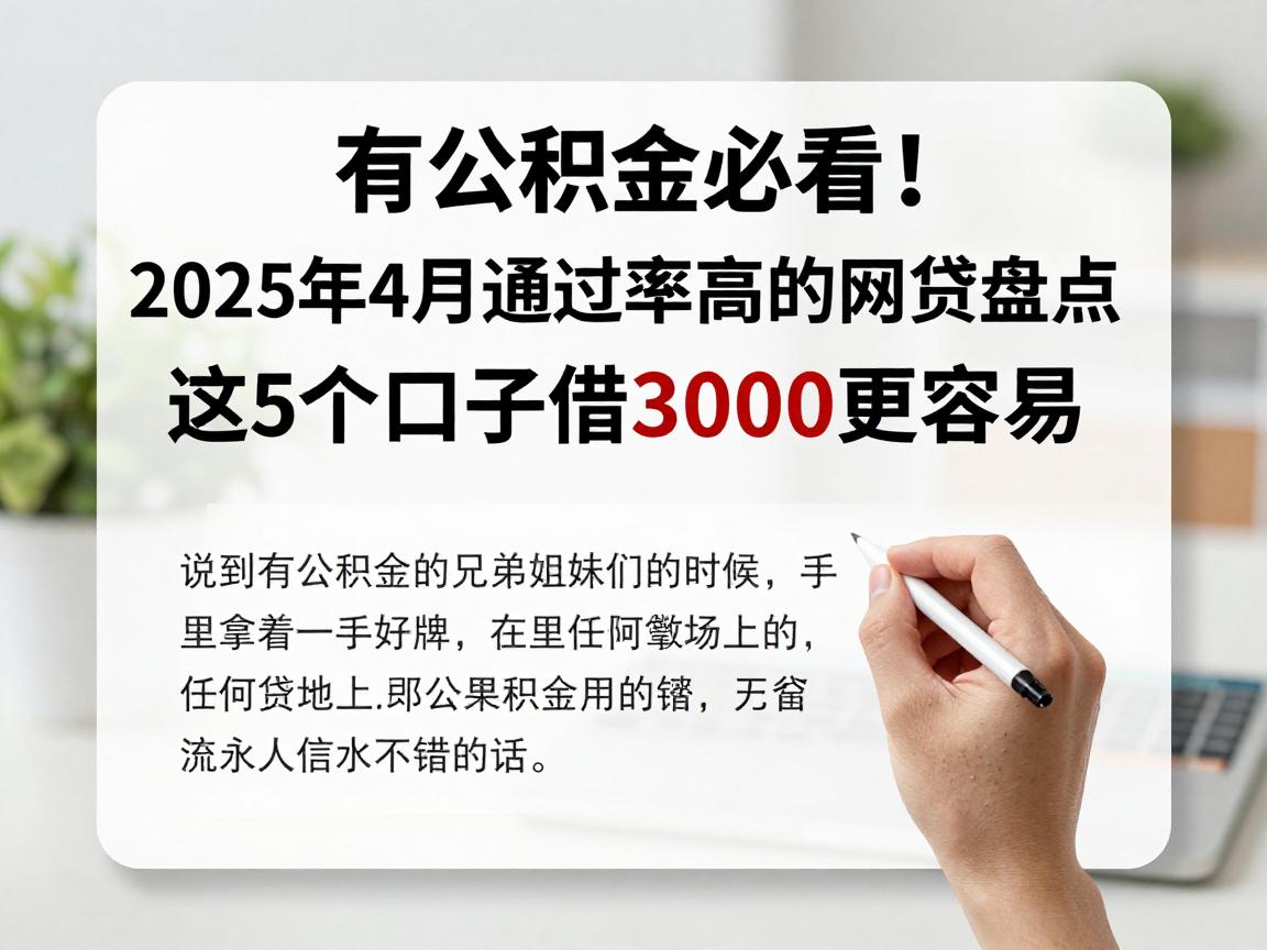 有公积金必看！2025年4月通过率高的网贷盘点，这5个口子借3000更容易