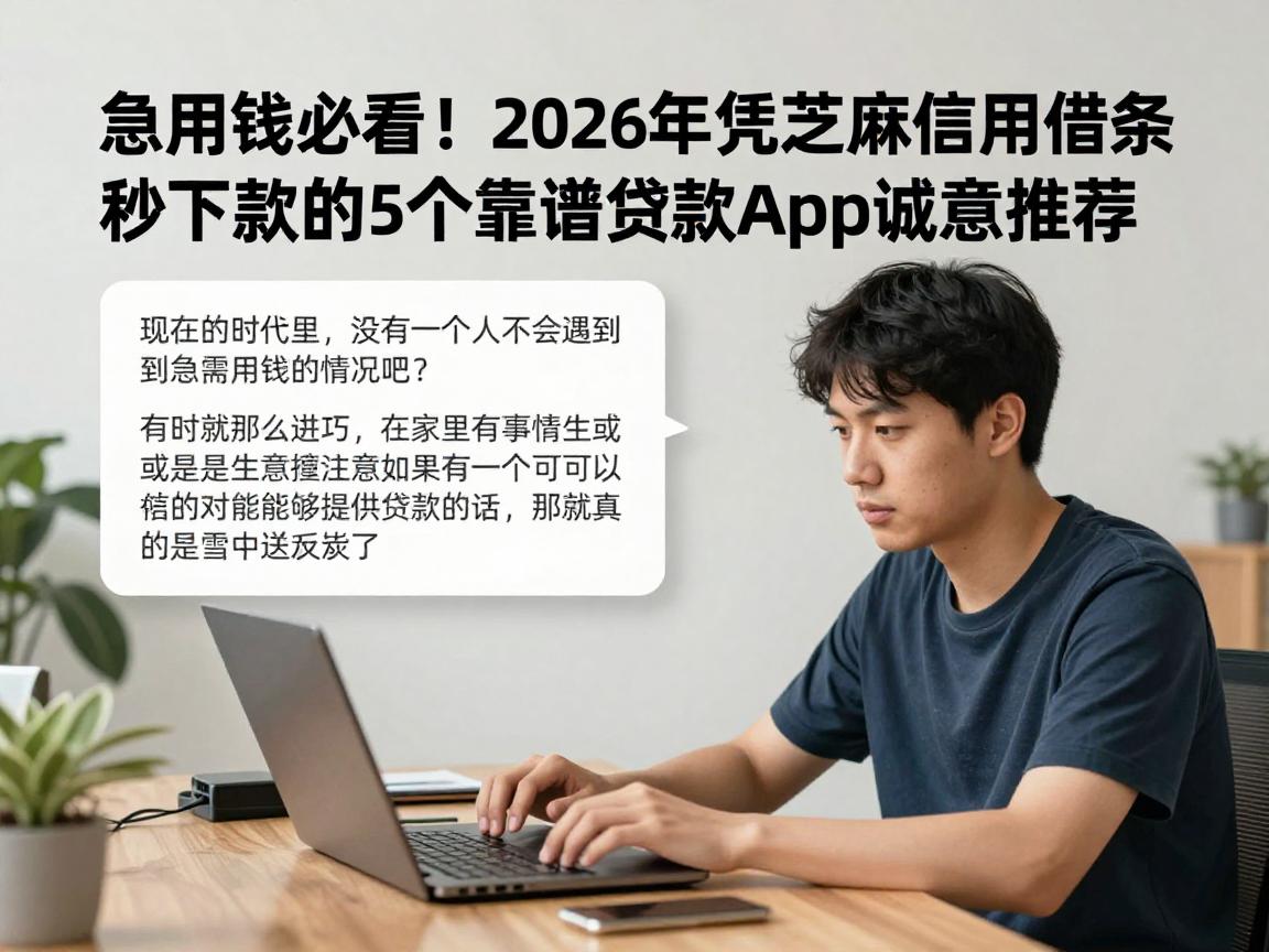 急用钱必看！2026年凭芝麻信用分借条秒下款的5个靠谱贷款App诚意推荐