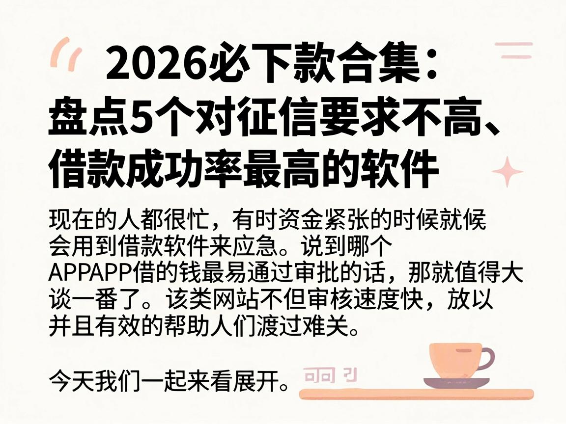 2026必下款合集：盘点5个对征信要求不高、借款成功率最高的软件