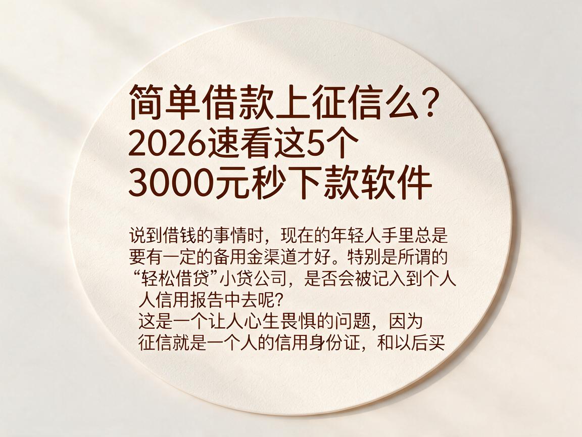 简单借款上征信么？2026速看这5个3000元秒下款软件