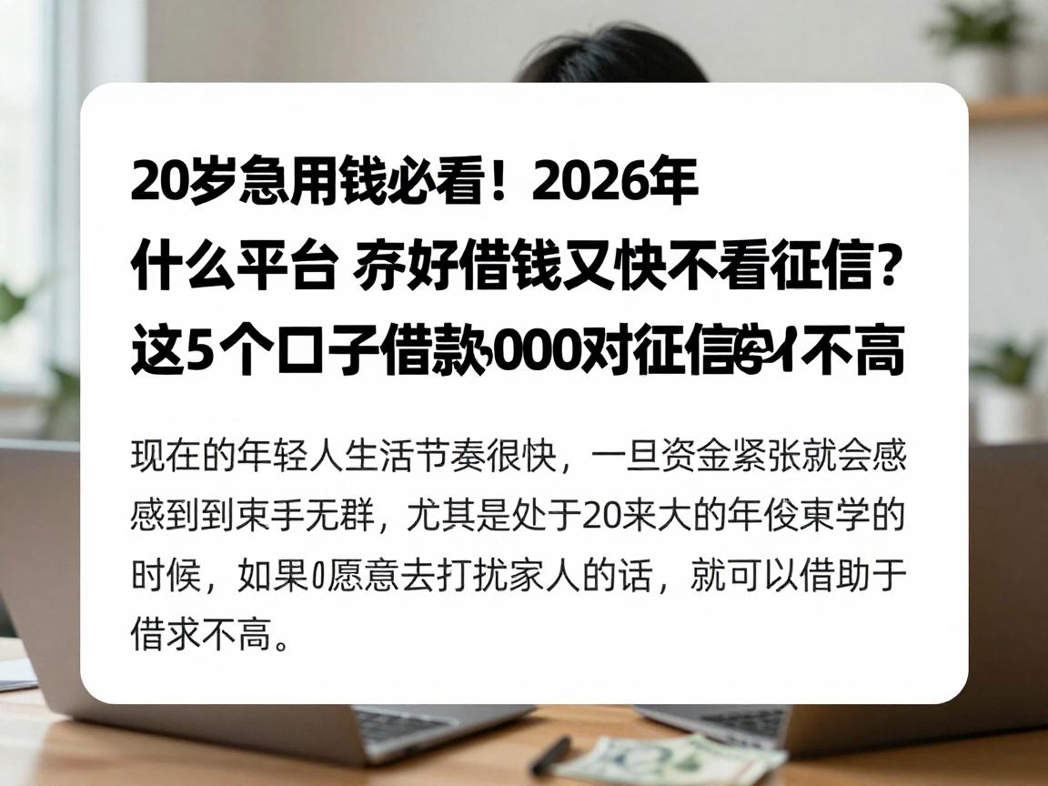 20岁急用钱必看！2026年什么平台好借钱又快又不看征信？这5个口子借款5000对征信要求不高