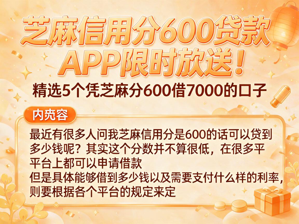 芝麻信用分600贷款APP限时放送！精选5个凭芝麻分600借7000的口子