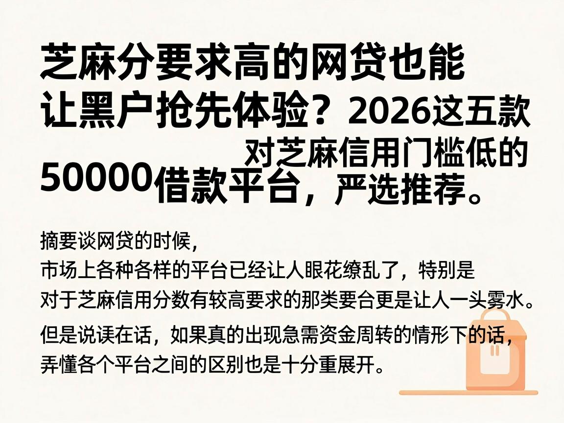 芝麻分要求高的网贷也能让黑户抢先体验？2026这五款对芝麻信用门槛低的50000借款平台严选推荐