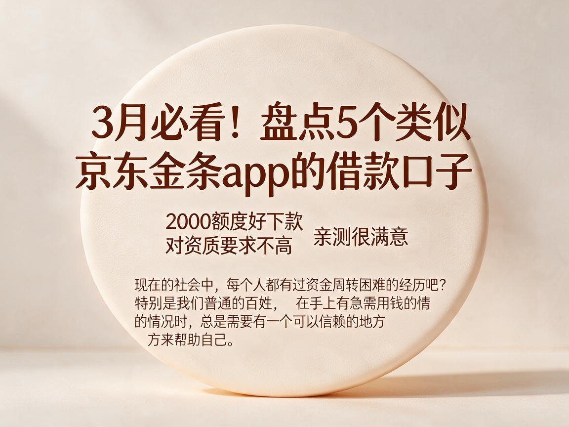 3月必看！盘点5个类似京东金条app的借款口子，2000额度好下款、对资质要求不高，亲测很满意