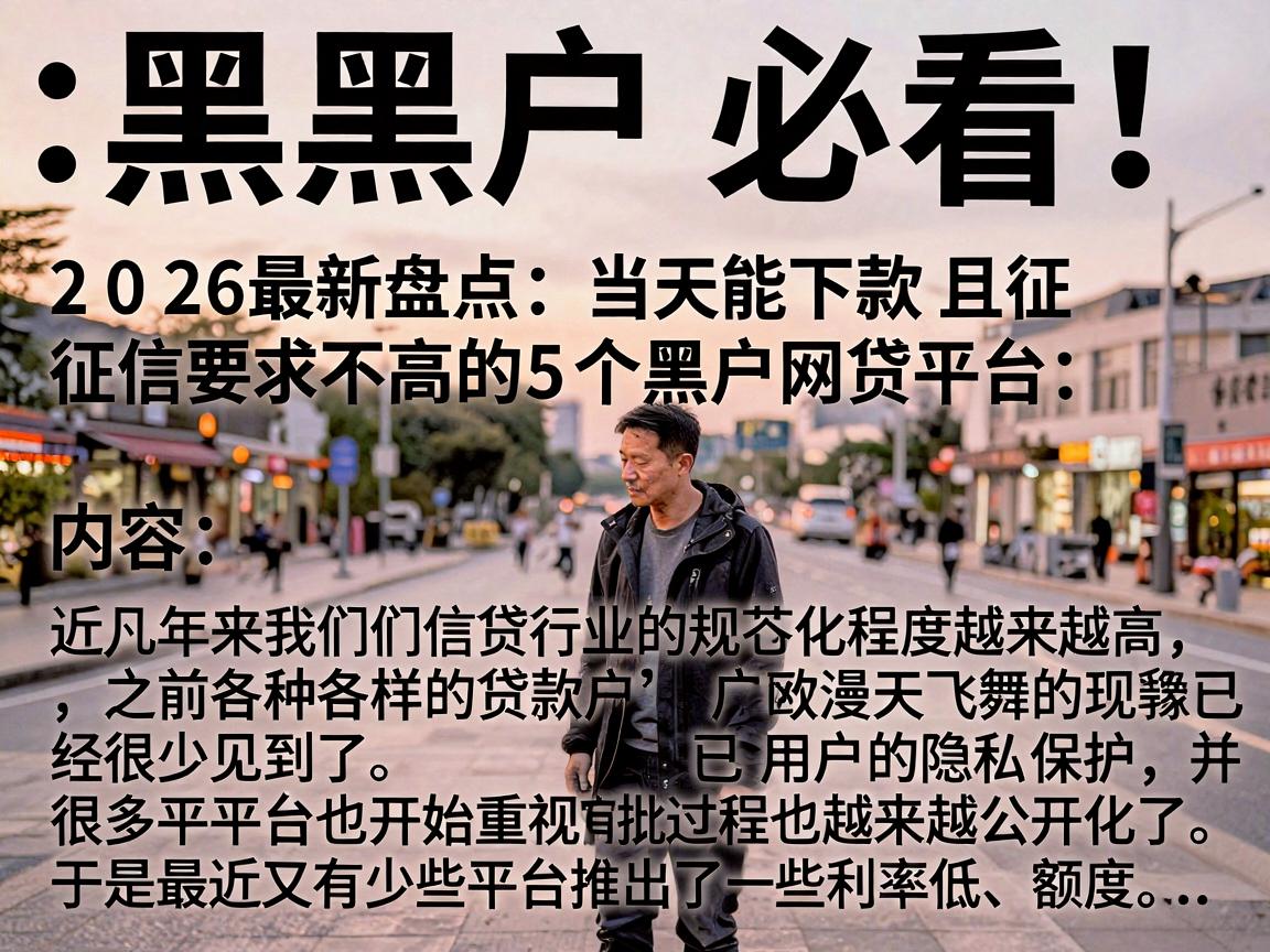 黑户必看！2026最新盘点：当天能下款且征信要求不高的5个黑户网贷平台
