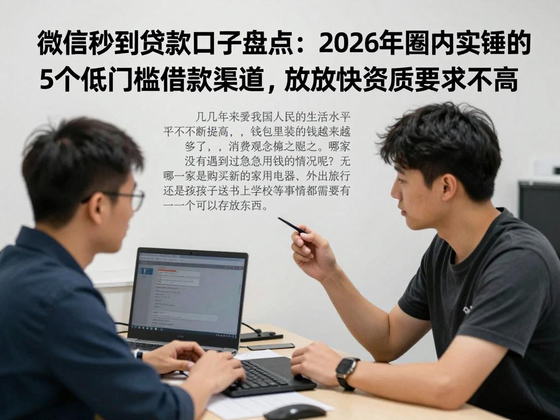 微信秒到贷款口子盘点：2026年圈内实锤的5个低门槛借款渠道，放款快资质要求不高