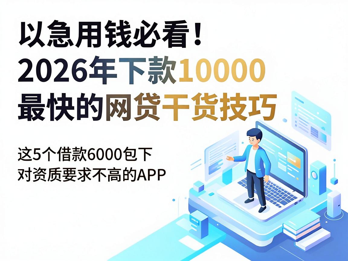 急用钱必看！2026年下款10000最快的网贷干货技巧，这5个借款6000包下对资质要求不高的APP今日总结