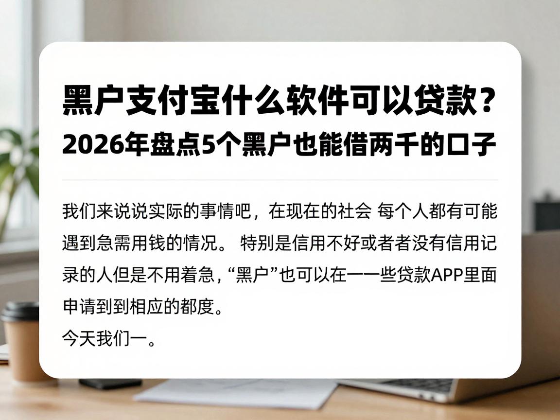 黑户支付宝什么软件可以贷款？2026年盘点5个黑户也能借两千的口子
