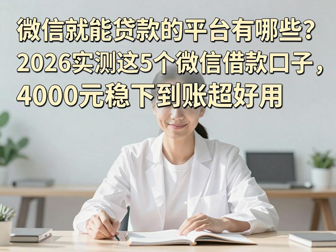 微信就能贷款的平台有哪些？2026实测这5个微信借款口子，4000元稳下到账超好用