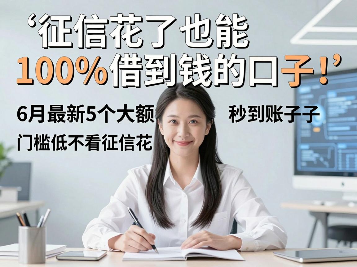 征信花了也能100%借到钱的口子！6月最新5个大额秒到账口子，门槛低不看征信花