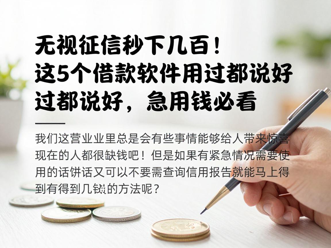 无视征信秒下几百！这5个借款软件用过都说好，急用钱必看