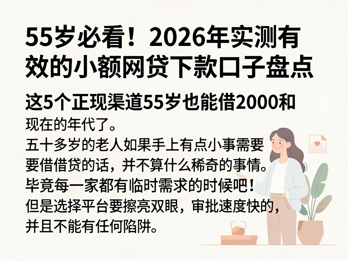55岁必看！2026年实测有效的小额网贷下款口子盘点，这5个正规渠道55岁也能借2000