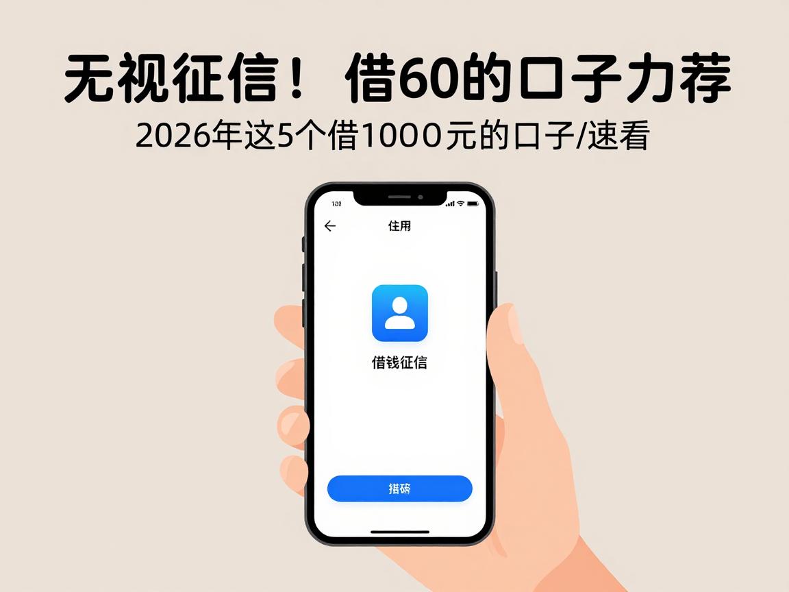 无视征信！2026年这5个借1000元的口子力荐，想知道有啥app借钱不看征信系统的速看