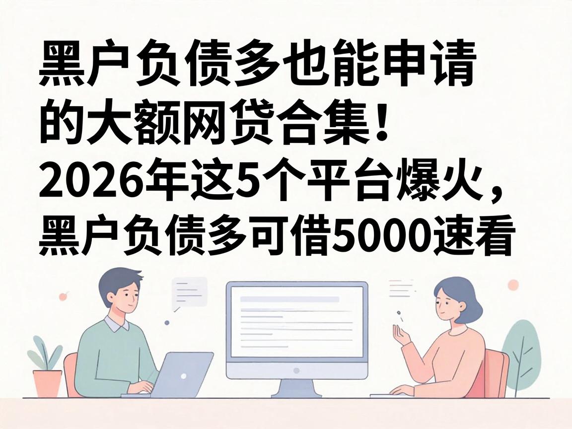 黑户负债多也能申请的大额网贷合集！2026年这5个平台爆火，黑户负债多可借5000速看