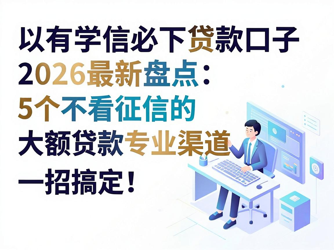 有学信必下贷款口子2026最新盘点：5个不看征信的大额贷款专业渠道，一招搞定！