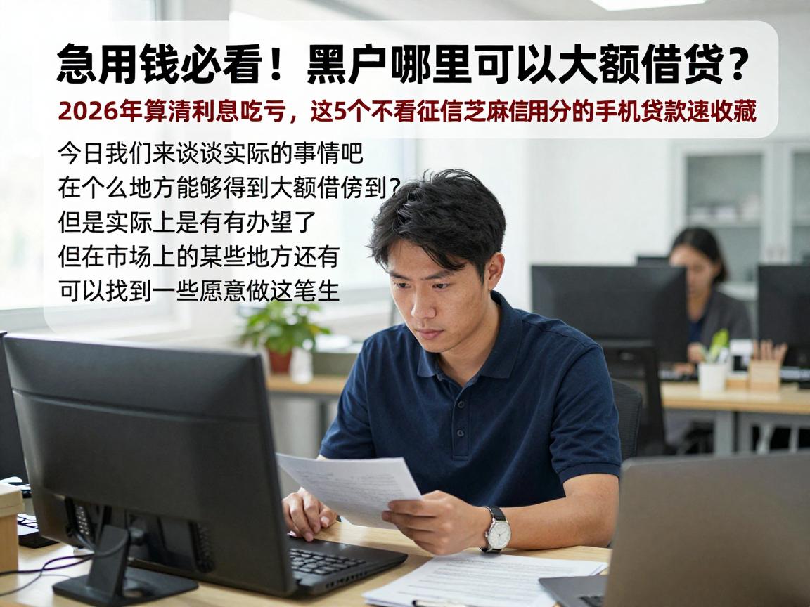 急用钱必看！黑户哪里可以大额借钱？2026年算清利息不吃亏，这5个不看征信芝麻信用分的手机贷款速收藏