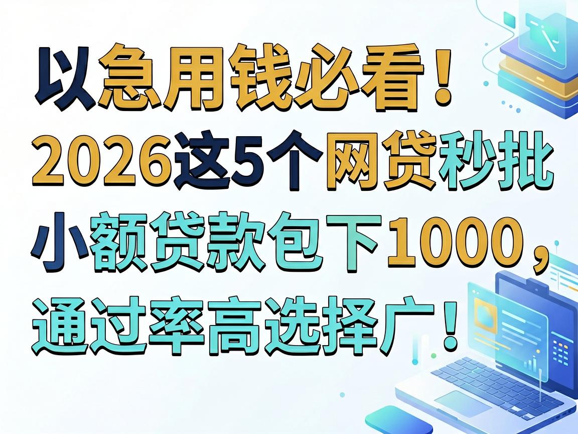 急用钱必看！2026这5个网贷秒批小额贷款包下1000，通过率高选择广！