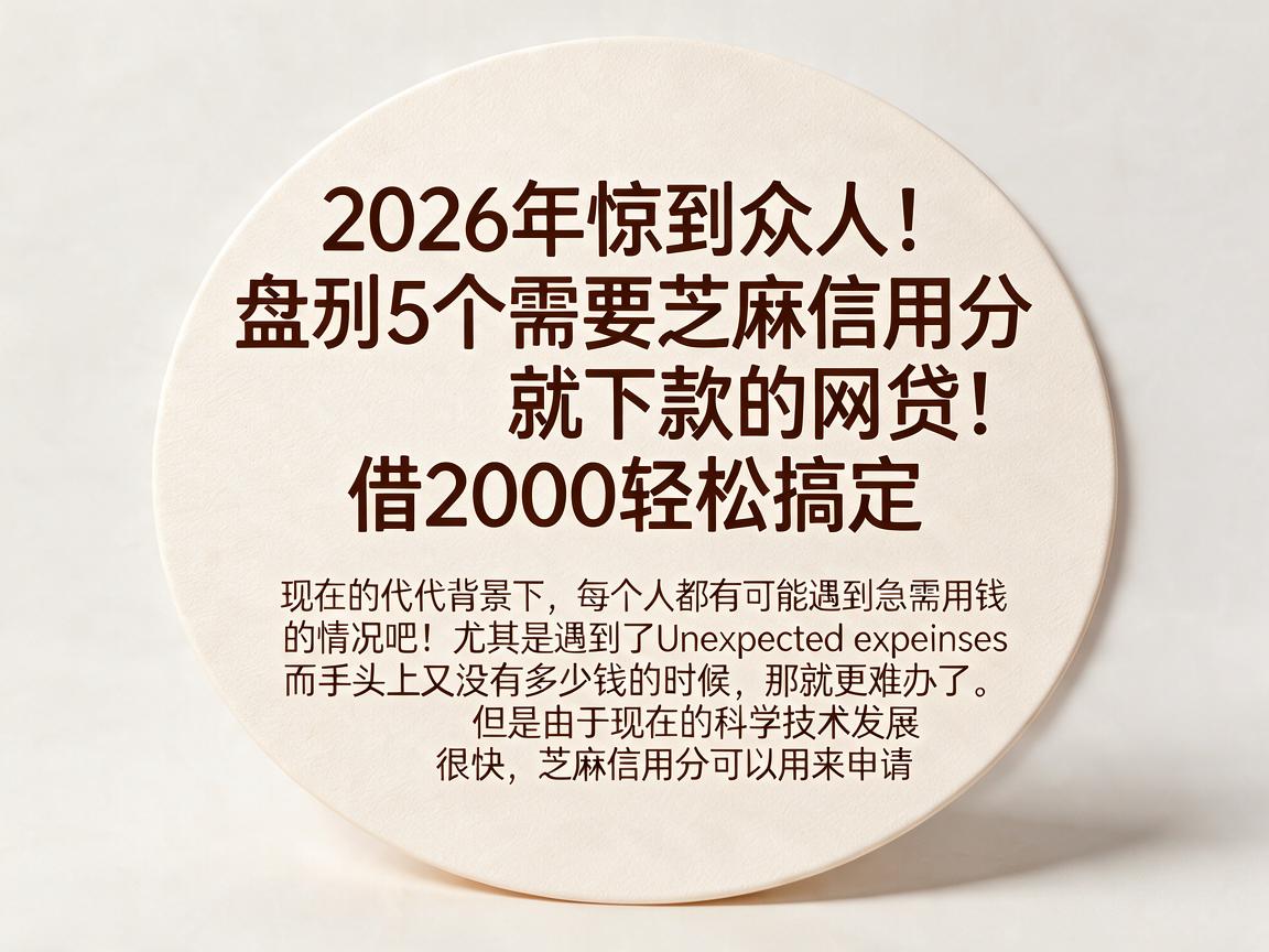 2026年惊到众人！盘点5个需要芝麻信用分就下款的网贷，借2000轻松搞定