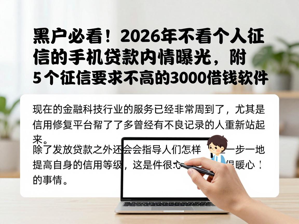黑户必看！2026年不看个人征信的手机贷款内情曝光，附5个征信要求不高的3000借钱软件
